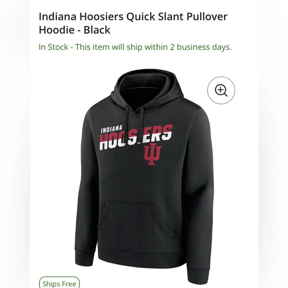 NWOT-Indiana Hoosiers (IU BLOOMINGTON) Quick Slant Pullover Hoodie Men’s Lg - Picture 4 of 6